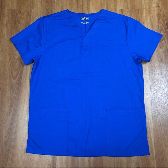 Cherokee Unisex Medical Scrubs Set Blue V-Neck Top & Pants Uniform for Men/Women - Picture 2 of 13